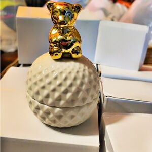 Gold Bear on White Textured Sphere